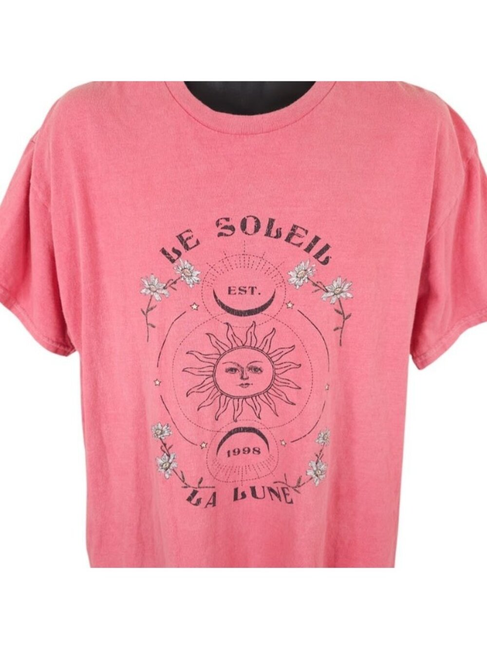 Sun Moon T Shirt Womens Size Medium Pink Le Soleil La Lune OVERSIZED Nasty Gal